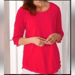 Soft Surroundings Siesta Key Tunic Top Woven Barbie Hot Pink Fuchsia Fiery Red M